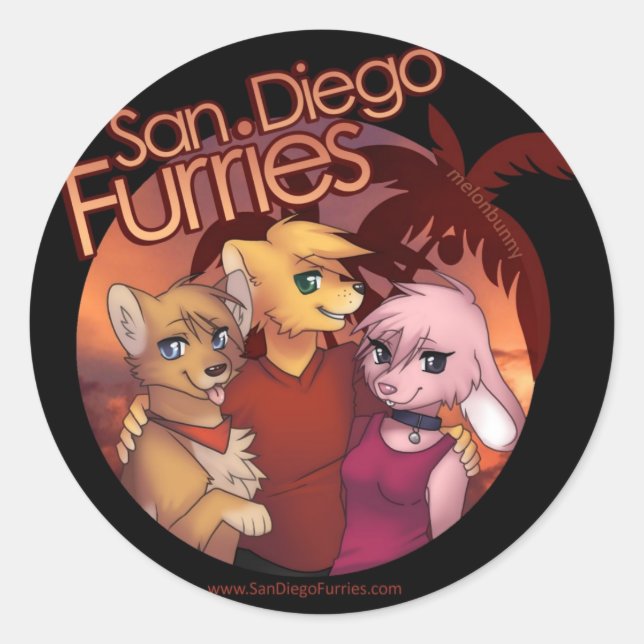 San Diego Furries Runder Aufkleber (Vorderseite)