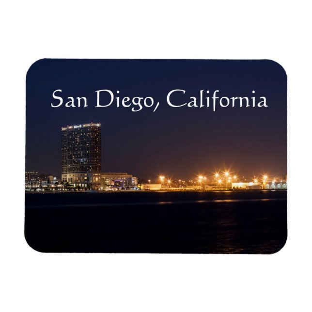 San Diego Hafen nachts Magnet (Horizontal)