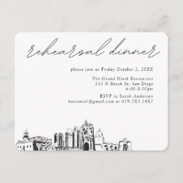 San Diego Hochzeit Elegante Probe Abendessen Begleitkarte