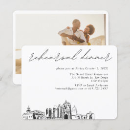 San Diego Hochzeit Elegante Probe Abendessen Begleitkarte