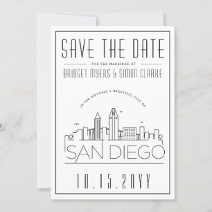 San Diego Hochzeit   Stilisierte Skyline Save-the- Einladung