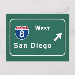 San Diego I-8 West Exit Interstate California Ca Postkarte