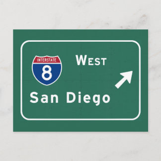 San Diego I-8 West Exit Interstate California Ca Postkarte