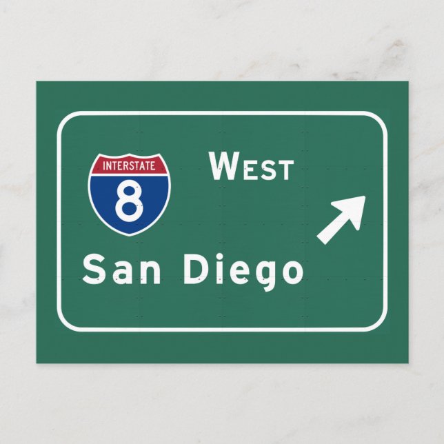 San Diego I-8 West Exit Interstate California Ca Postkarte (Vorderseite)