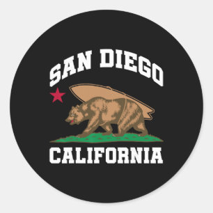 San Diego Kalifornien Bär Surfen Surfer Runder Aufkleber
