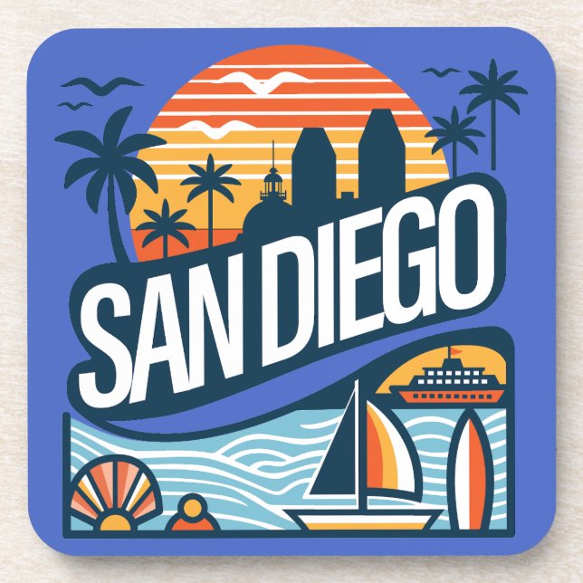 San Diego Kalifornien Getränkeuntersetzer (Vorderseite)