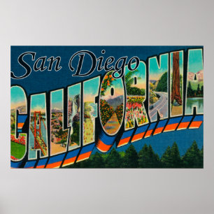 San Diego, Kalifornien - große Buchstabe-Szenen Poster