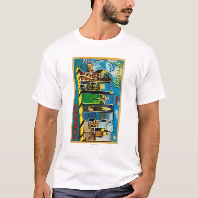 San Diego, Kalifornien - große Buchstabe-Szenen T-Shirt (Vorderseite)