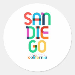 San Diego Kalifornien Mid Century, Pop Art, Runder Aufkleber
