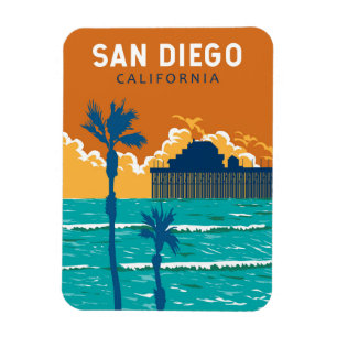San Diego Kalifornien Reise Kunst Vintage Magnet