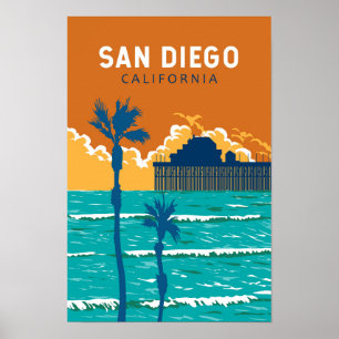 San Diego Kalifornien Reise Kunst Vintage Poster
