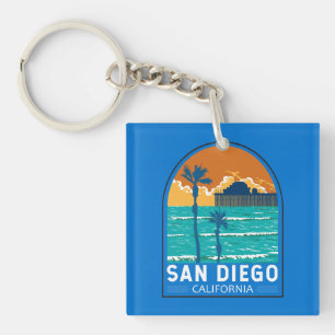 San Diego Kalifornien Reise Kunst Vintage Schlüsselanhänger