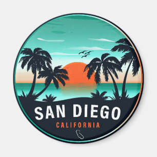 San Diego Kalifornien Retro-Sonnenuntergang-Souven Magnet