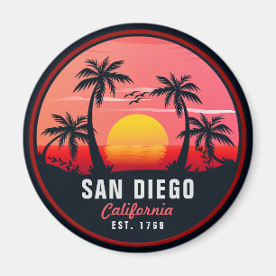 San Diego Kalifornien Retro Sonnenuntergang Souven Magnet