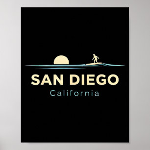 San Diego Kalifornien Retro Surfboards Surfen Somm Poster