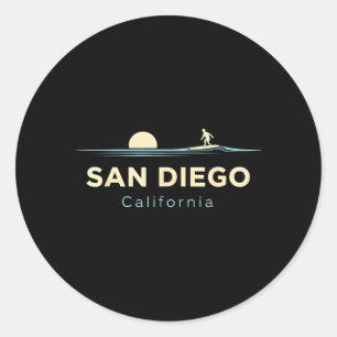 San Diego Kalifornien Retro-Surfboards Surfen Somm Runder Aufkleber