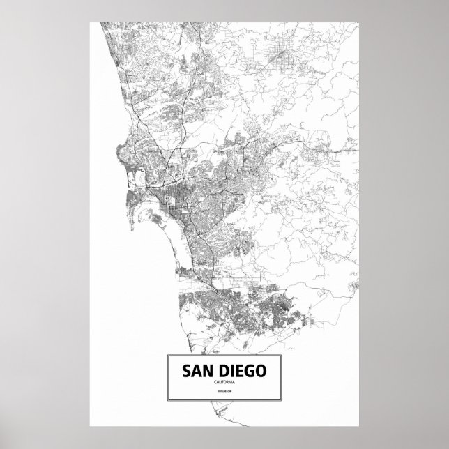 San Diego, Kalifornien (schwarz auf weiß) Poster (Vorne)