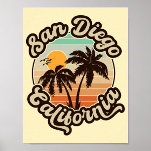 San Diego Kalifornien Sonnenuntergang Palmbaum Sou Poster