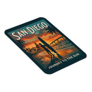 San Diego Kalifornien Sonnenuntergang Surf Reise Magnet