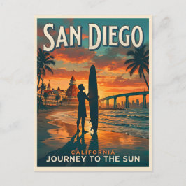 San Diego Kalifornien Sonnenuntergang Surf Reise Postkarte
