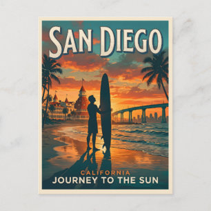 San Diego Kalifornien Sonnenuntergang Surf Reise Postkarte