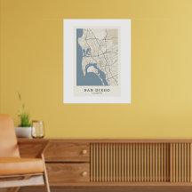 San Diego Kalifornien Stadtplan Poster | Minimalis
