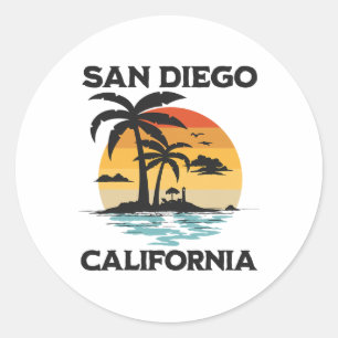 San Diego Kalifornien Strand Surfen Sommer Urlaub Runder Aufkleber