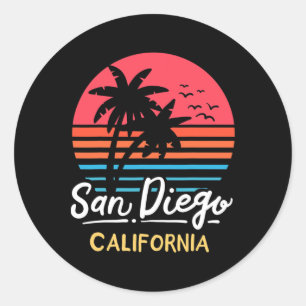 San Diego Kalifornien Strandurlaub Vintage  Runder Aufkleber