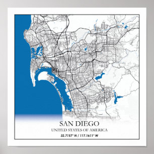 San Diego Kalifornien USA Reise Stadtplan Poster