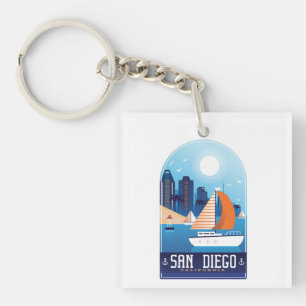 San Diego Kalifornien Vintage-Acrylkette Schlüsselanhänger