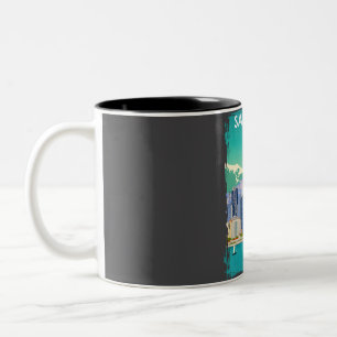 San Diego Kalifornien Vintage Minimal Reiseplakat Zweifarbige Tasse