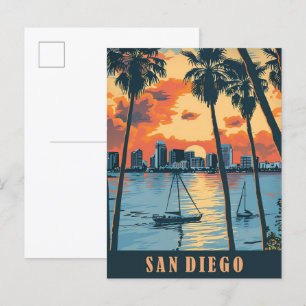 San Diego Kalifornien Vintage Reiseillustration Postkarte