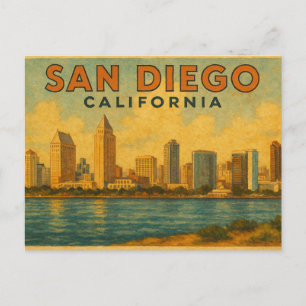 San Diego Kalifornien Vintage-Silhouette Postkarte