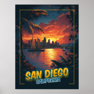 San Diego, Kalifornien - Vintage-Stil Poster