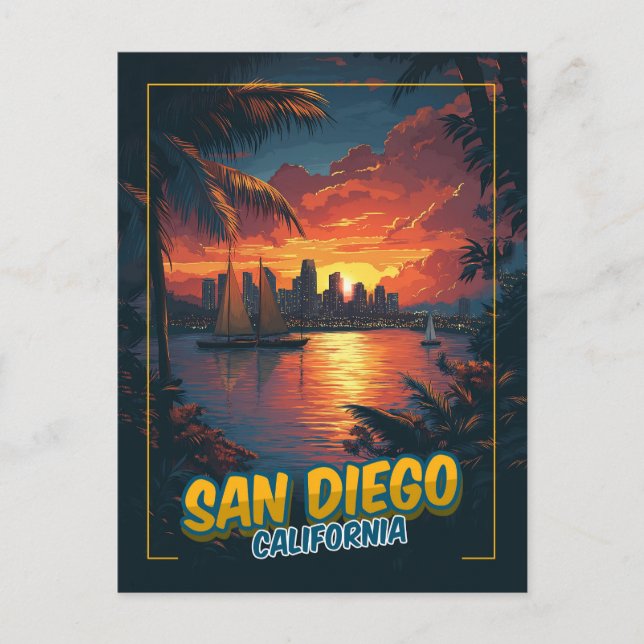 San Diego, Kalifornien - Vintager Stil Postkarte (Vorderseite)