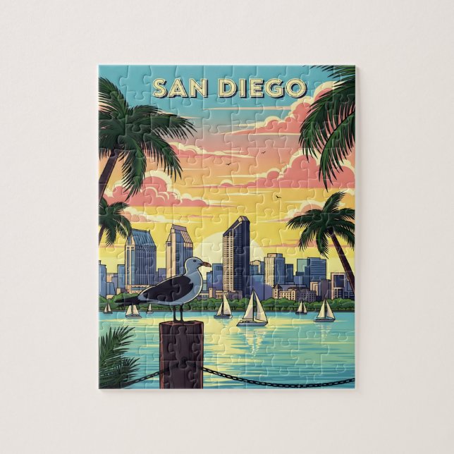 San Diego, kalifornische Skyline mit Möwe Puzzle (Vertikal)