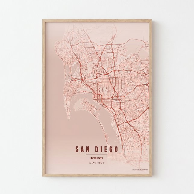 San Diego Korallenkarte Druck Poster Wandkunst Ges (Von Creator hochgeladen)