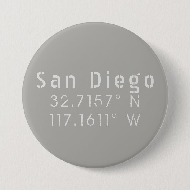 San Diego Latitude Längengrad Button (Vorderseite)