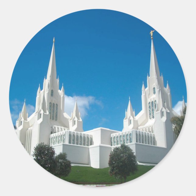 San Diego LDS Tempel Runder Aufkleber (Vorderseite)