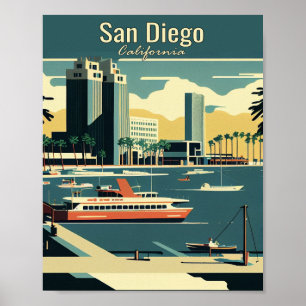 San Diego Minimalistisch Vintage Parco Civico-Cian Poster
