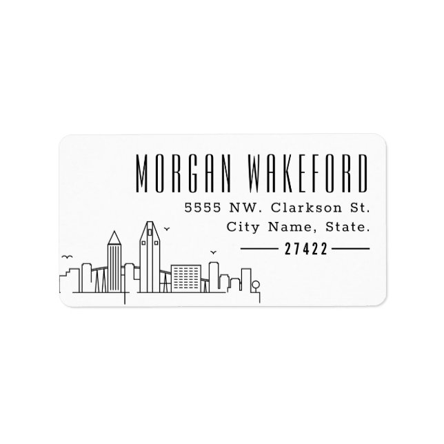 San Diego Moderner Deko Skyline Large Adressaufkleber (Vorne)