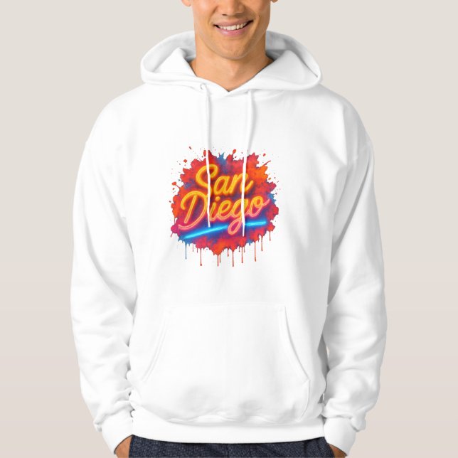 San Diego Neon Street Art - Farbenfrohe Retro Scri Hoodie (Vorderseite)