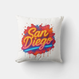 San Diego Neon Street Art - Farbenfrohe Retro Scri Kissen