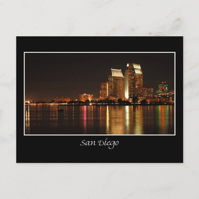 San Diego Night Skyline Postkarte (Vorderseite)