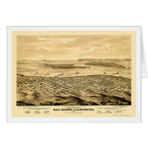 San Diego, panoramische Karte CAs - 1876