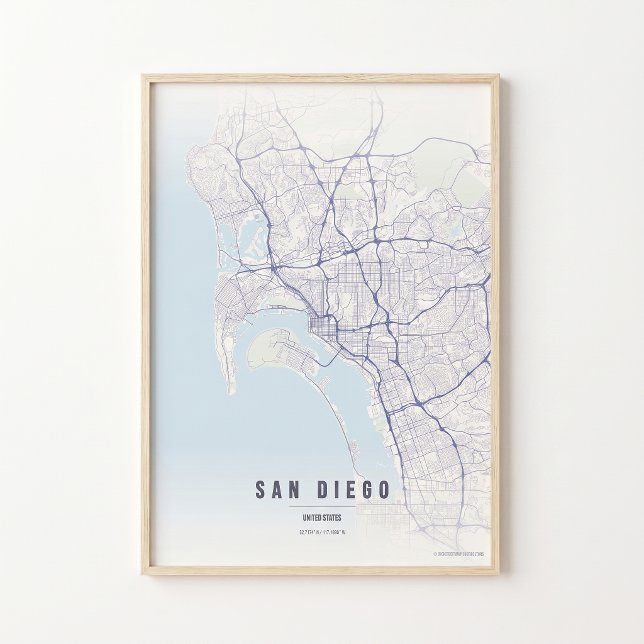 San Diego Pastel Map Print Poster Wallart Gift (Von Creator hochgeladen)