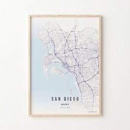 San Diego Pastell-Karte Druck Poster Wandkunst Ges