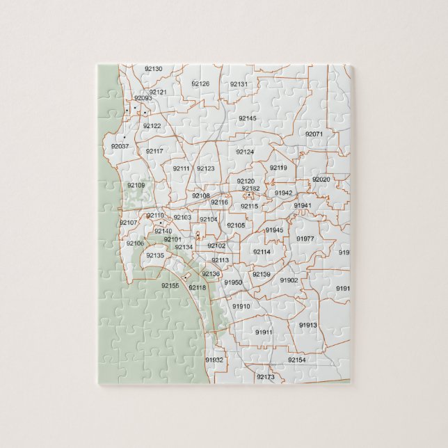 San Diego Postleitzahl-Karte Puzzle (Vertikal)