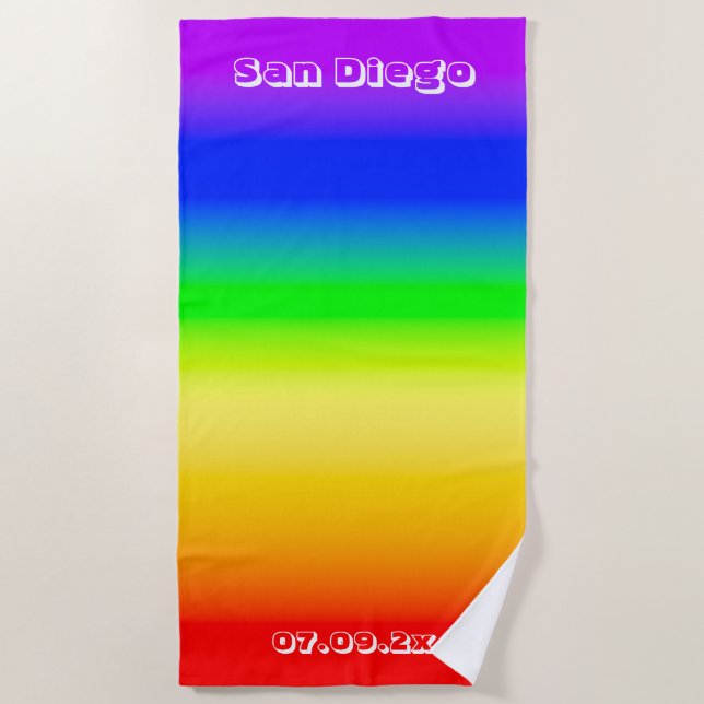 San Diego Pride LGBT Rainbow Flag Ombre Streifen Strandtuch (Vorderseite)