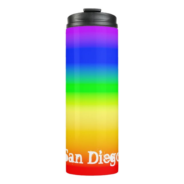 San Diego Pride LGBT Rainbow Ombre Streifen Thermosbecher (Vorderseite)